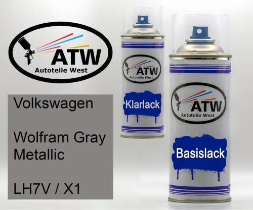 Volkswagen, Wolfram Gray Metallic, LH7V / X1: 400ml Sprühdose + 400ml Klarlack - Set, von ATW Autoteile West.